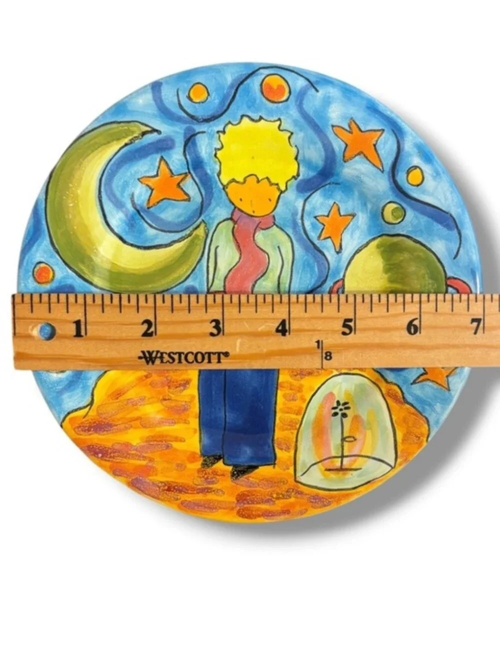 HANDMADE Painted Ceramic Plate Little Prince Illustration Tlalpan Mexico VINTAGE